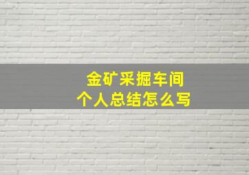 金矿采掘车间个人总结怎么写