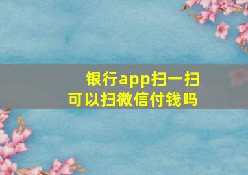 银行app扫一扫可以扫微信付钱吗