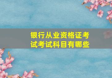 银行从业资格证考试考试科目有哪些