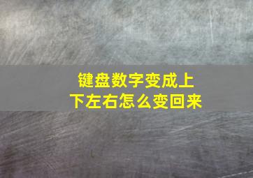 键盘数字变成上下左右怎么变回来