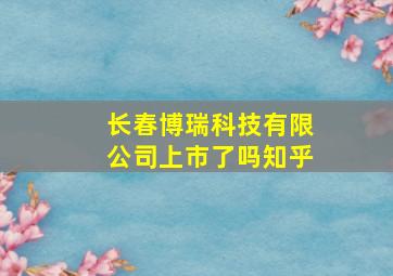 长春博瑞科技有限公司上市了吗知乎