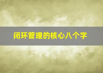 闭环管理的核心八个字