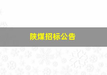 陕煤招标公告