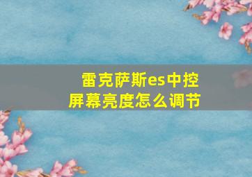 雷克萨斯es中控屏幕亮度怎么调节