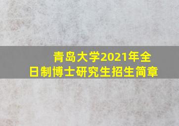 青岛大学2021年全日制博士研究生招生简章