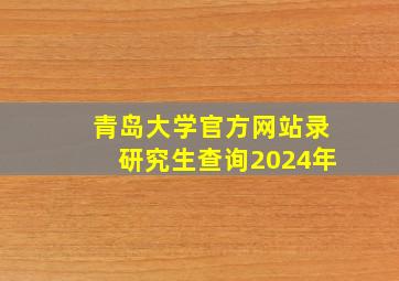 青岛大学官方网站录研究生查询2024年