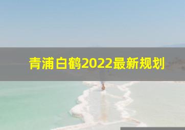 青浦白鹤2022最新规划