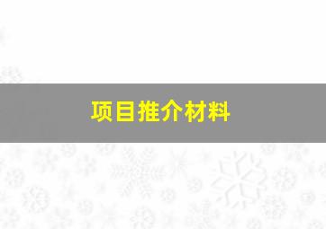 项目推介材料