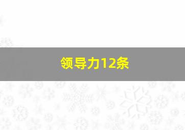 领导力12条