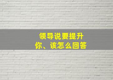 领导说要提升你、该怎么回答