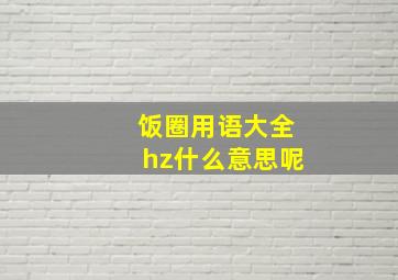 饭圈用语大全hz什么意思呢