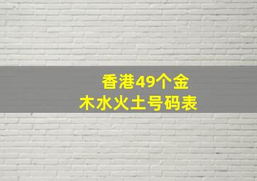 香港49个金木水火土号码表