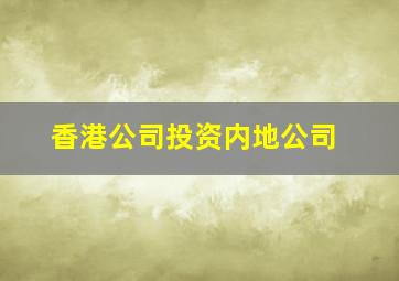 香港公司投资内地公司