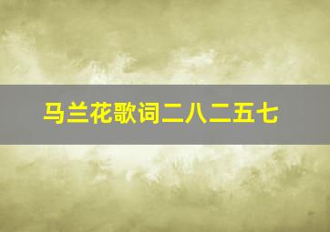 马兰花歌词二八二五七