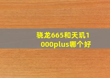 骁龙665和天玑1000plus哪个好