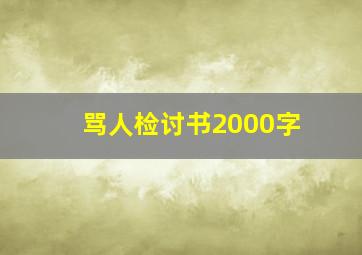 骂人检讨书2000字