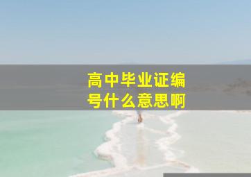 高中毕业证编号什么意思啊