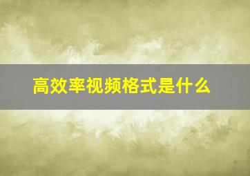 高效率视频格式是什么