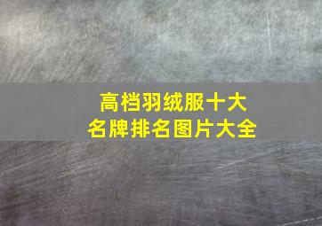 高档羽绒服十大名牌排名图片大全