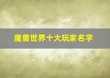 魔兽世界十大玩家名字