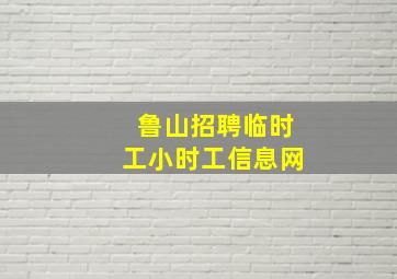 鲁山招聘临时工小时工信息网